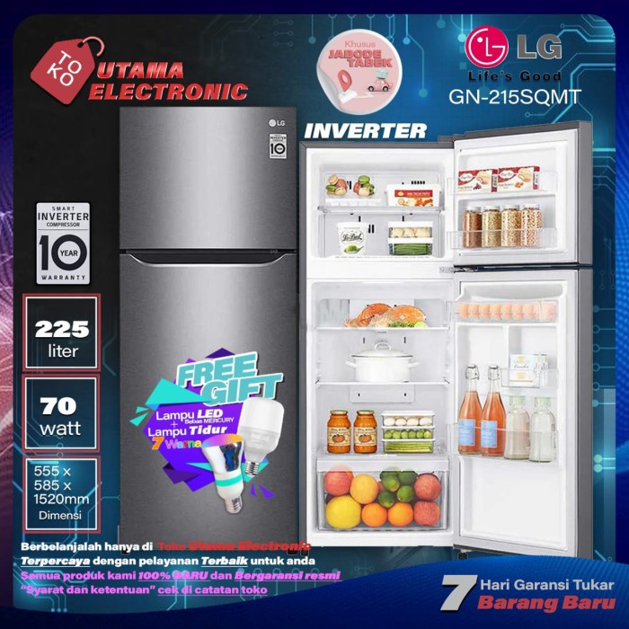 KULKAS LG 2PINTU GN-215SQMT INVERTER ORIGINAL