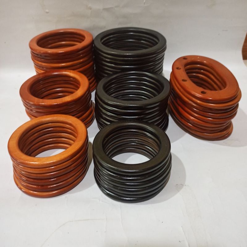 handle kayu bulat macrame | ring kayu bulat macrame - pegangan tas kayu - ring bulat kayu - jinjinga