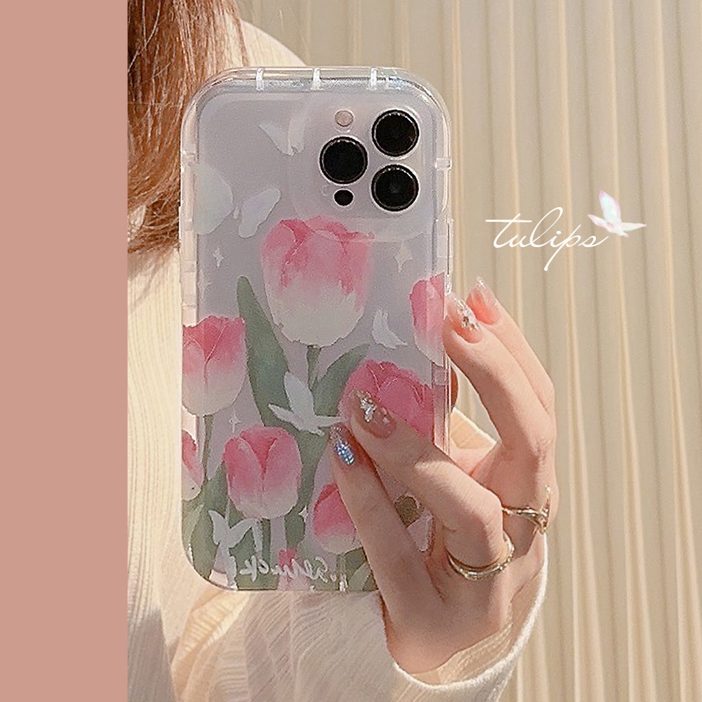 Casing Hp Bening Tulip Spring Baru Untuk Ip11/11promax/12,12 Promax/13 Proamx /14Plus /14 Promax