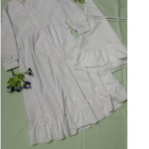 ☚ gamis anak  full katun putih polos manasik dan ada untuk bundanya katun toyobo ➽