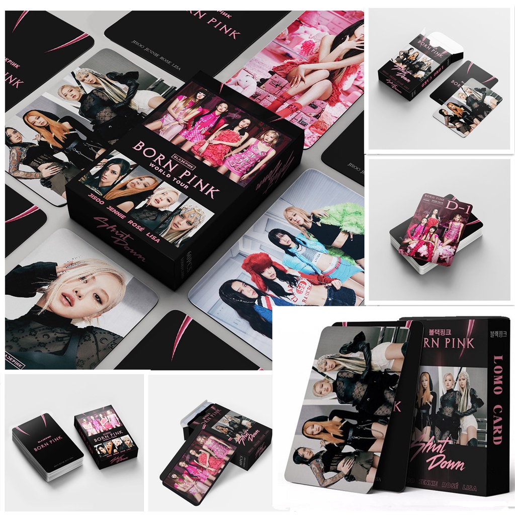 60pcs/box BP Album Pink VENOM BORN Pink SHUT DOWN Photocards Lisa Jennie Jisoo Rose Kartu Lomo Hitam Pink Kpop Postcards READY STOCK Blackpink Blackpink