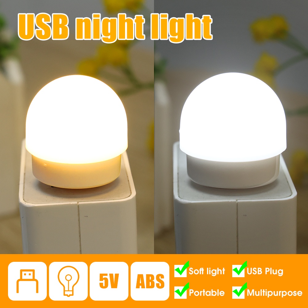 Lampu Malam LED Diam Pelindung Mata Lampu Baca USB Plug Scene Lighting Hemat Energi Lampu Tidur Mini Portable Soft Light Untuk Kamar Tidur Koridor Camping