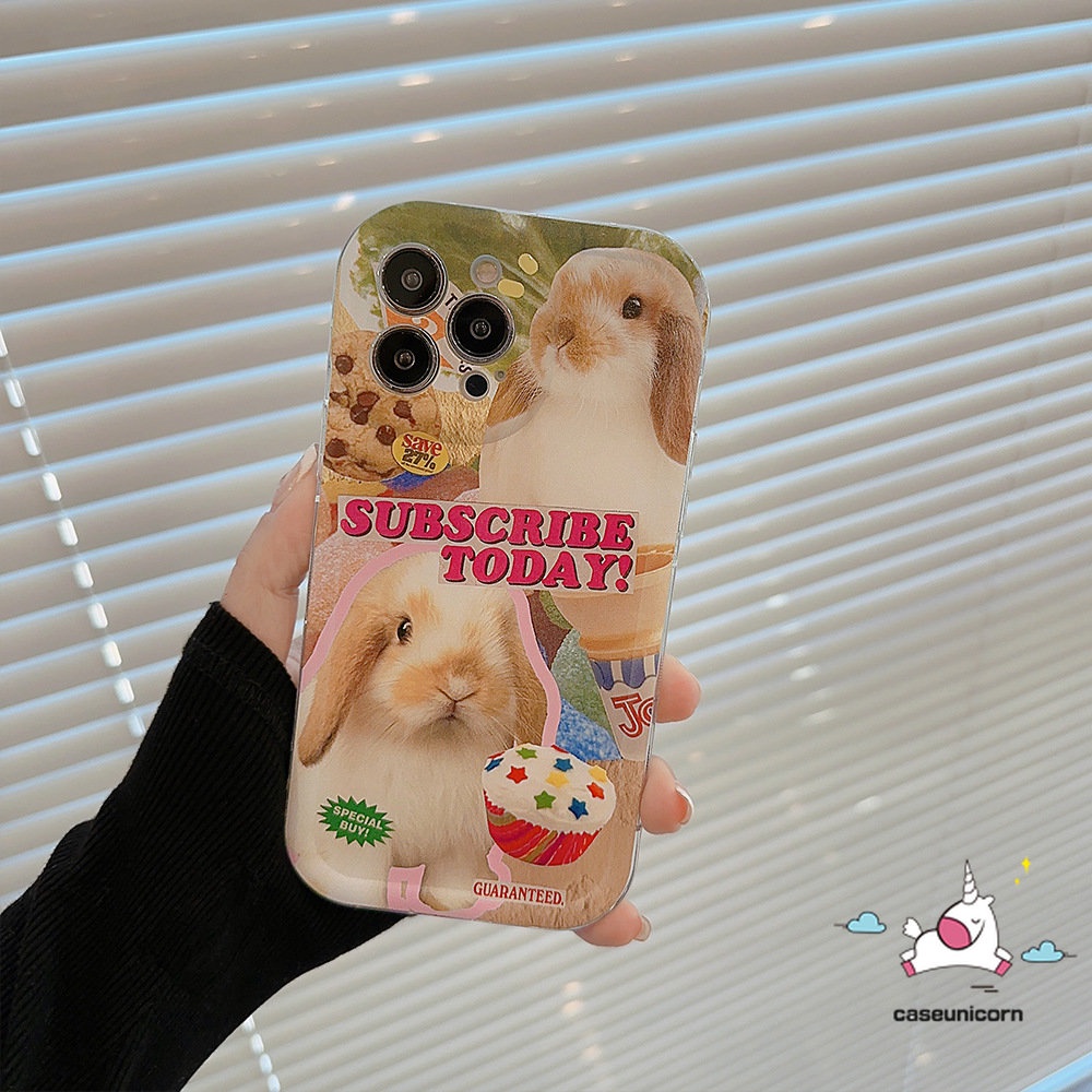 IPHONE Casing Kompatibel Untuk Iphone14 13 11 12 Pro Max XR 6 6S 7 8Plus X XS Max SE 2020 11 Pro Max Ins Panas Lucu Kartun Kelinci Kue Cookie Shockproof Airbag Lembut TPU Case Cover