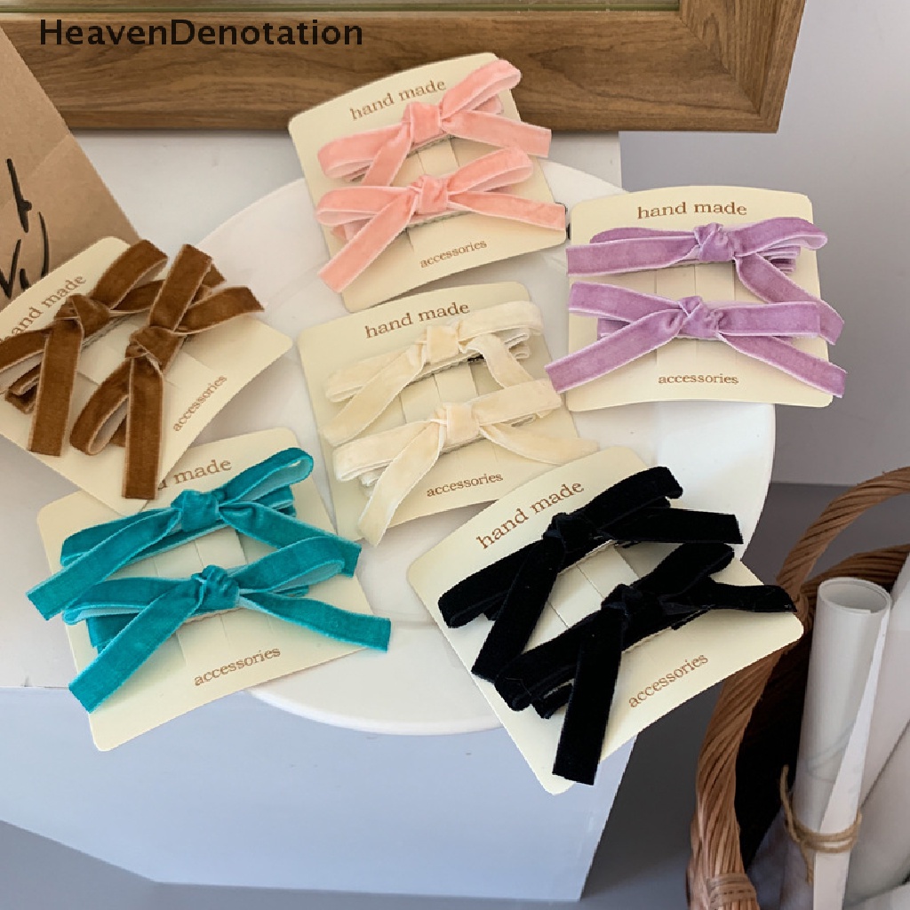 [HeavenDenotation] Klip Rambut Bentuk Busur Beludru Vintage Untuk Wanita Gadis Jepit Rambut Barrette Aksesoris Rambut HDV