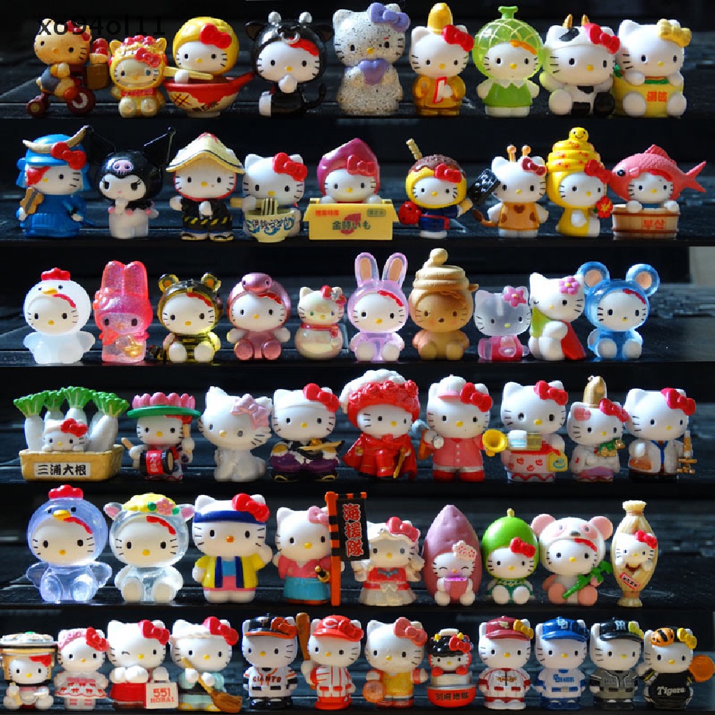 Xo 10pcs Random mini no repeat Hello kitty Anime action figure Koleksi Mainan Hadiah OL