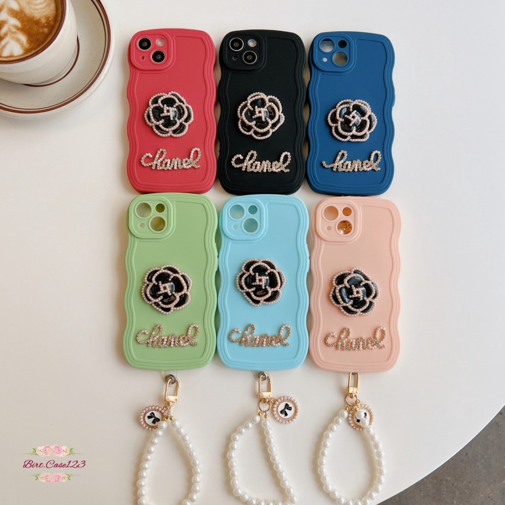 GC13 SOFTCASE WAVY FLOWER 3D LANYARD FOR IPHONE 6 6+ 7 8 SE 2020 7+ 8+ X XS XR XS MAX 11 12 13 14 PRO MAX PLUS BC7114