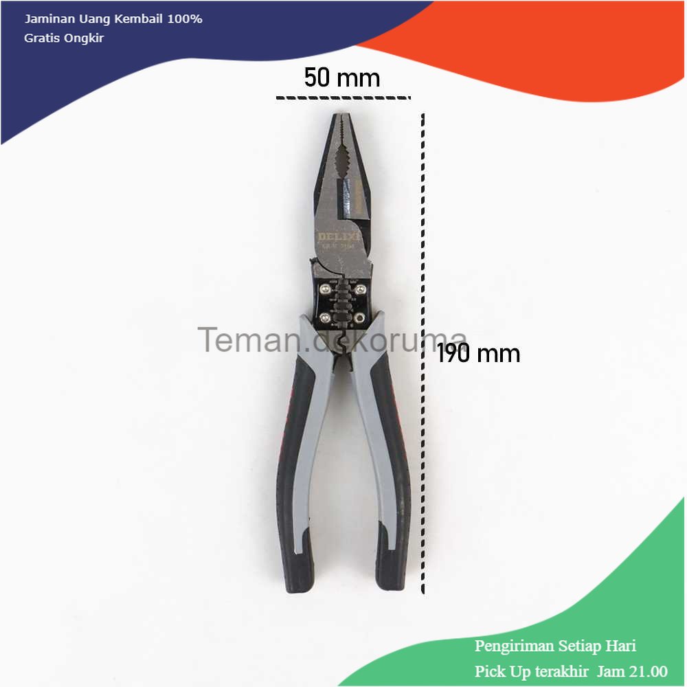 TD - HTA DELIXI Tang Pemotong Kawat CRV Multifungsi Wire Cutter 7 inch - 2104