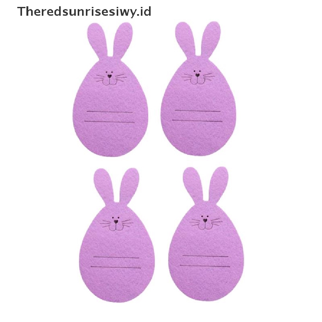 # Baju Lebaran # 4pcs/set Easter Bunny Tableware Bags Cutlery Bags Decor Tas Tempat Peralatan Makan~