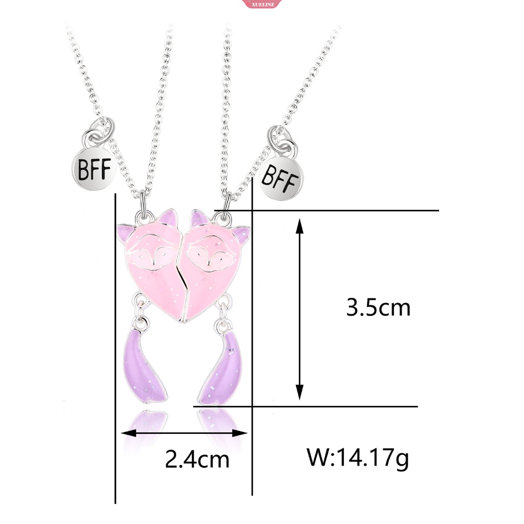 Fashion Baru Kartun Anak Kalung set magnet Jahitan Paduan drip Minyak Kalung BFF Sepasang set [ZXL]