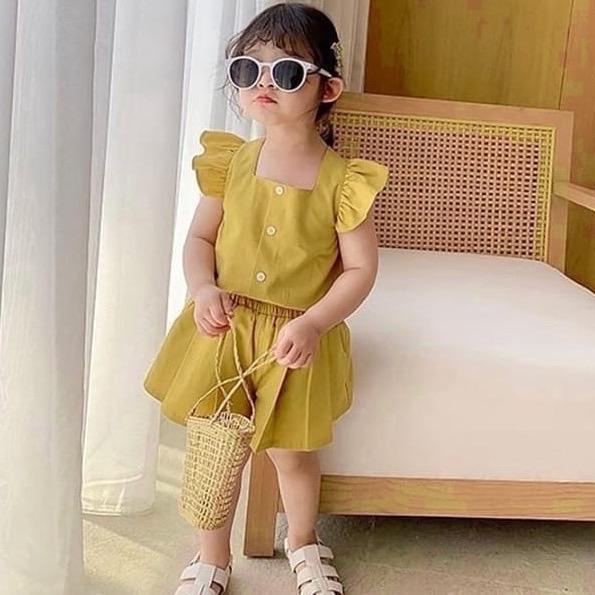 BEFAST - ZFS SETELAN ANAK WANITA LISA / LOPI KID ONE SET / KIDS ONESET TERBARU / Pakaian Santai Anak / Set Atasan Lengan pendek+Celana Pendek / Outfit Anak Perempuan Casual / Fashion Anak Perempuan / Setelan Polos Anak / OOTD Anak Perempuan Jalan-jalan