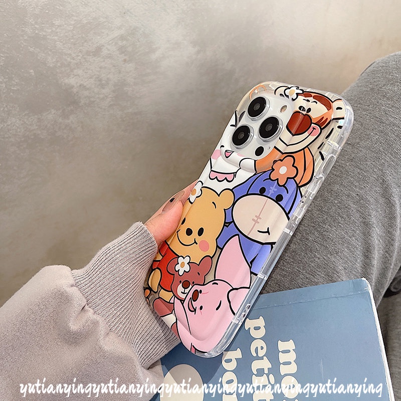 IPHONE Casing Manyo Disney Winnie the Pooh Lucu Kompatibel Untuk Iphone11 14 13 12 Pro MAX 7plus XR 6 6S 7 8 Plus X XS MAX Kartun Piglet Tigger Silicon Airbag Shockproof Soft Case Cover