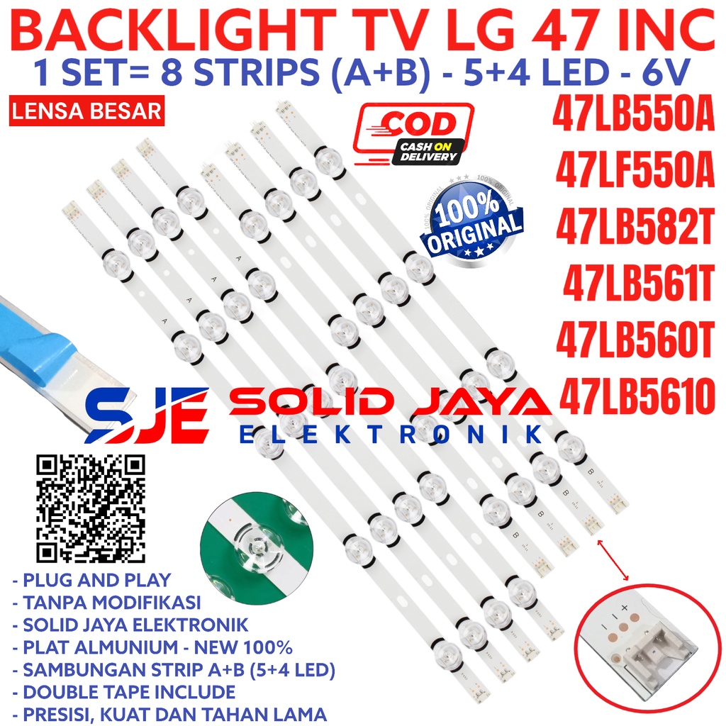 BACKLIGHT TV LED LG 47 INC 47LB550 47LF550 47LB560 47LB650 47LB580 47LB582 47LB561 T A LAMPU BL LED 9K 6V 47LF 47LB 47LB550A 47LF550A 47LB550T 47LF550T 47LB560T 37LB650T 47LB580T 47LB582T 47LB561T 6 KANCING6 VOLT CEKUNG BESAR