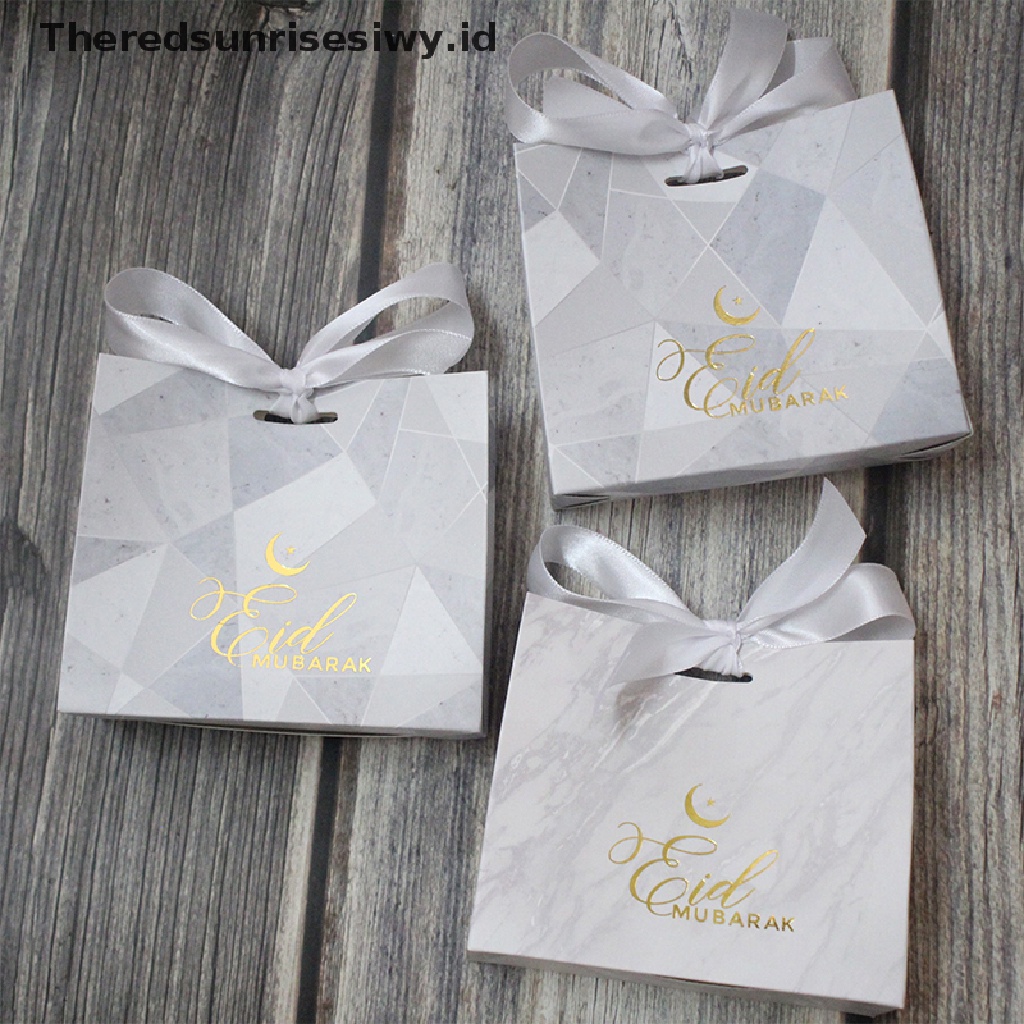 # Baju Lebaran # 10pcs Eid Mubarak Candy Box Marble Paper Gift Packaging Bag Sovenir Pesta Muslim~