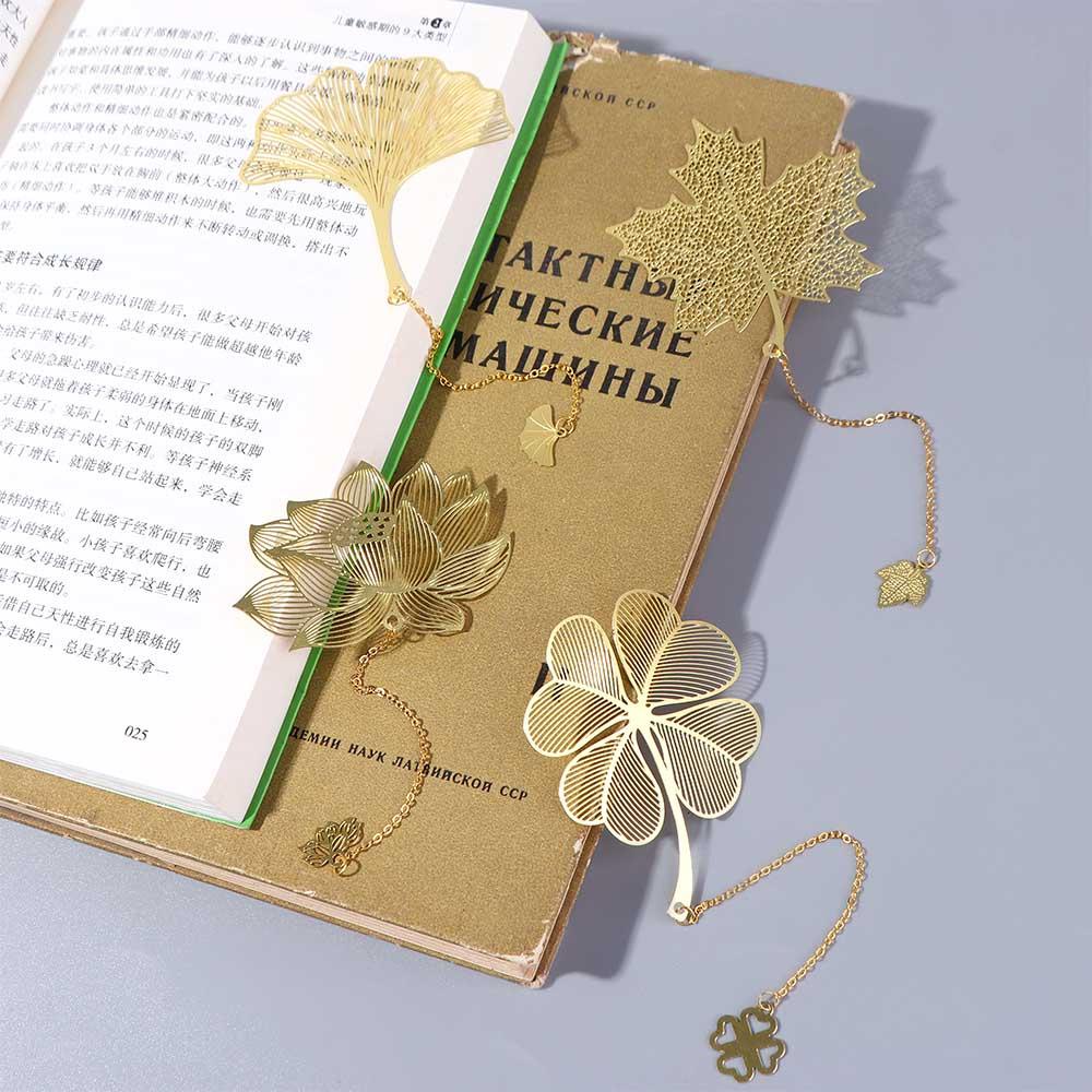 Nickolas1 Bookmark Maple Leaf Perlengkapan Sekolah Klip Halaman Tempat Buku Retro Book Clip Chinese Style Leaf Bookmark