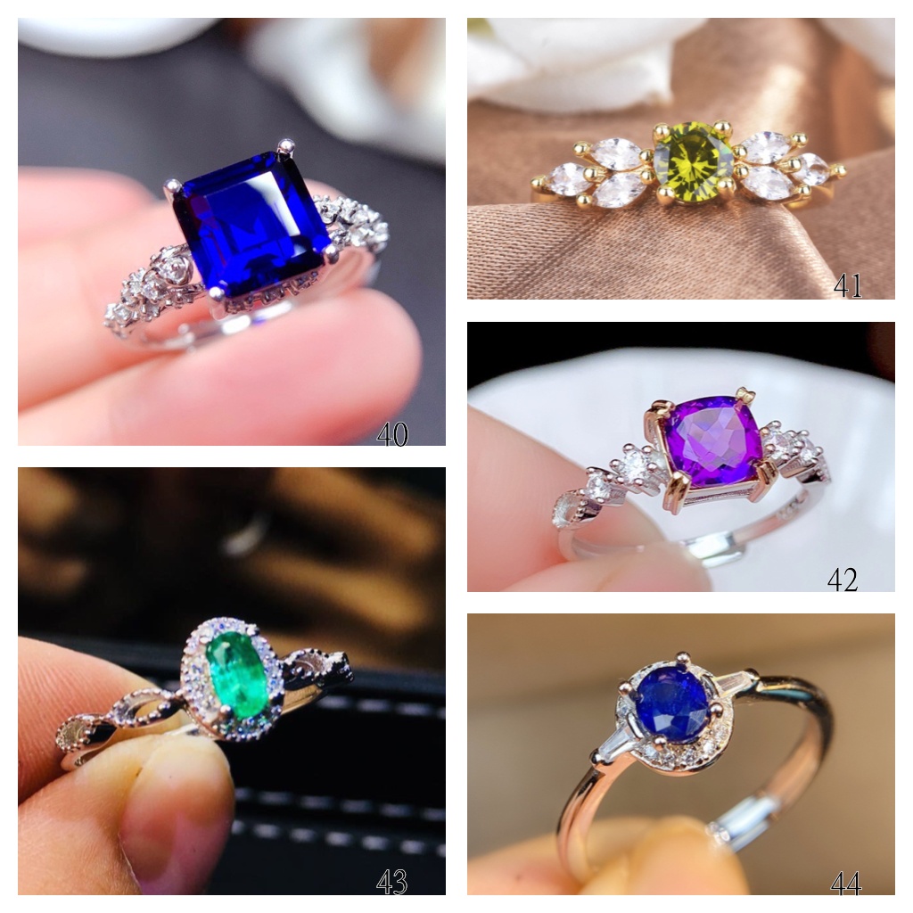 Goldkingdom Aksesoris Perhiasan Fashion Ready Stock Korea Selatan Baru Tidak Teratur Biru Laut Emerald Peridot Amethyst Dengan Berlian Cincin Kawin Yang Dapat Disesuaikan