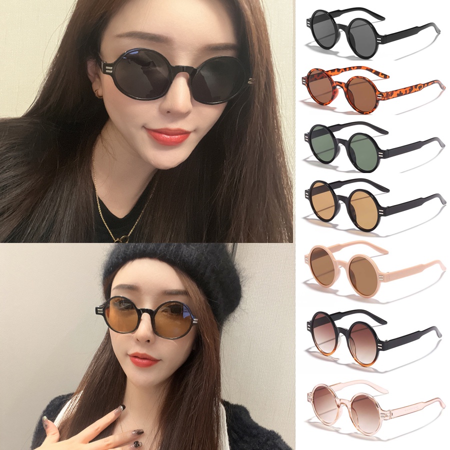 [IN Stock] Kacamata Hitam Bingkai Bulat retro Untuk Wanita Hitam Original Eyeglasses Sun Shade Glass Lens UV400