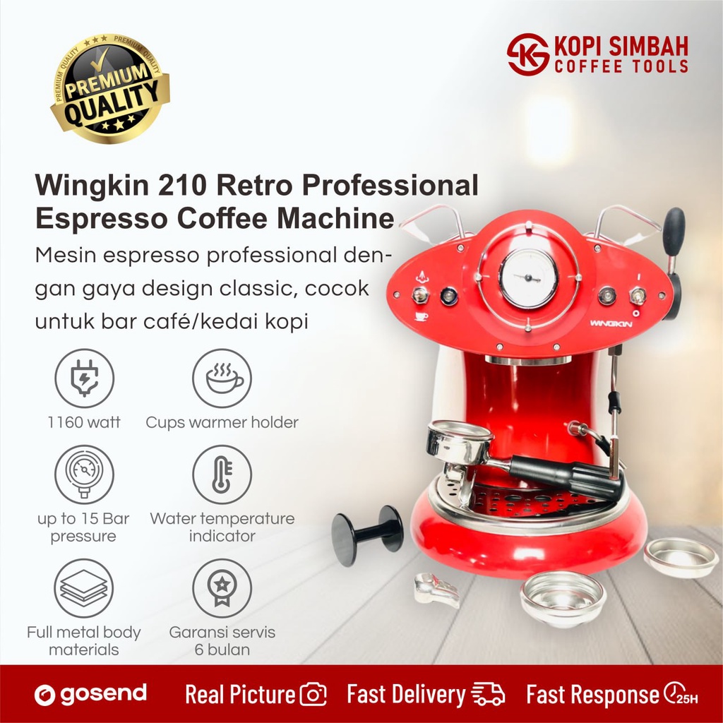 Mesin Kopi Espresso Wingkin Retro 210 Coffee Maker Machine Alat Seduh Pembuat Espreso Classic