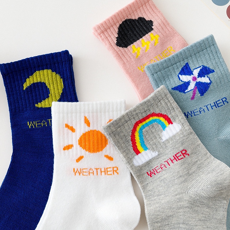 ⭐️𝐈𝐇𝐒 𝟕𝟗𝟗 𝐋𝐚𝐦𝐩𝐮𝐧𝐠⭐️Kaos Kaki Pria Wanita Motif Cuaca Kaos Kaki Panjang Weather Socks Import