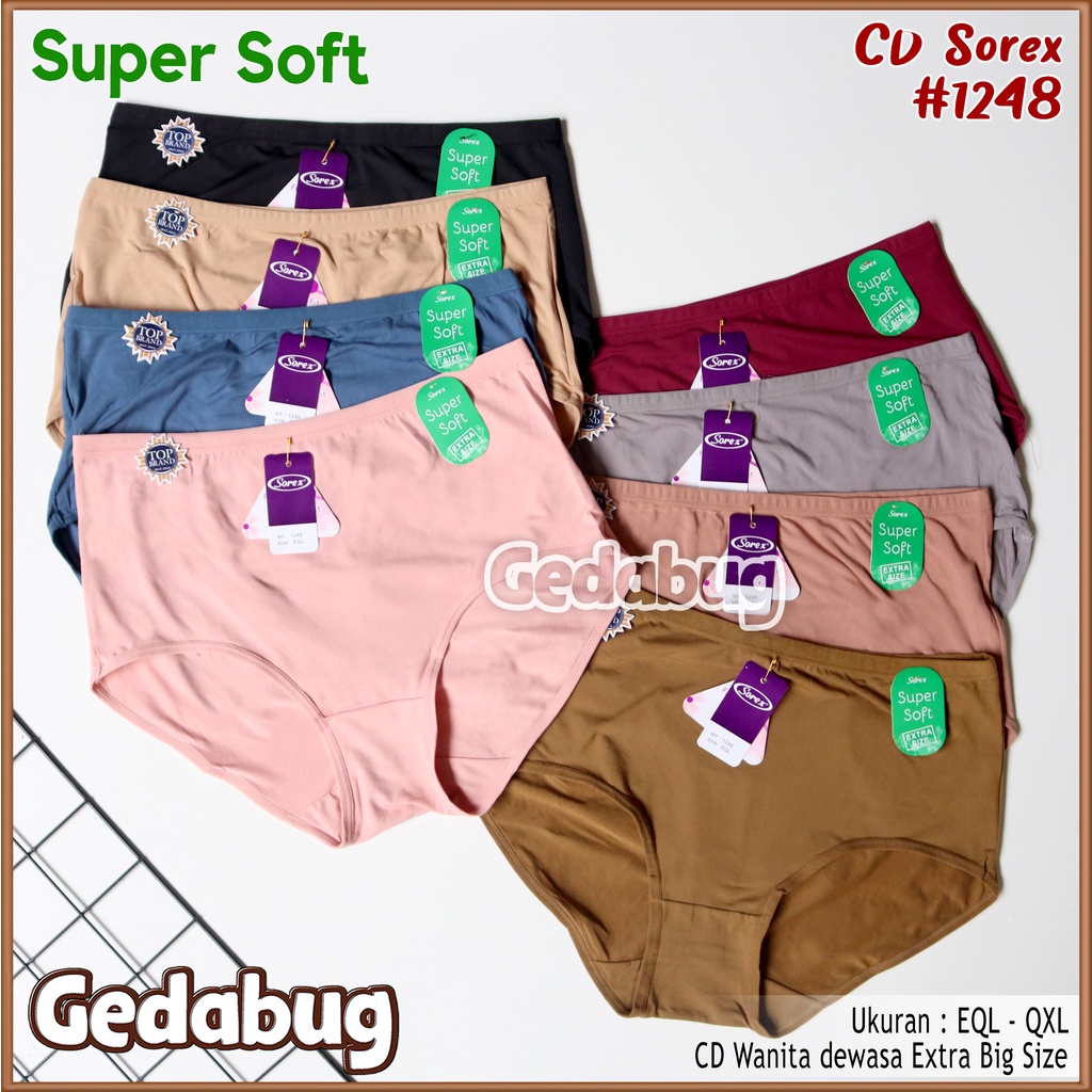 3 Pcs - CD Wanita SOREX 1248 Super Soft | Celana dalam Cutting Maxi Big Size | Gedabug