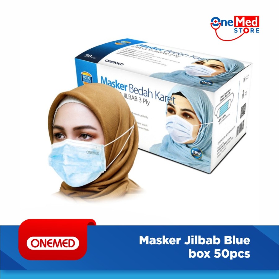 Masker Jilbab Blue OneMed box 50pcs