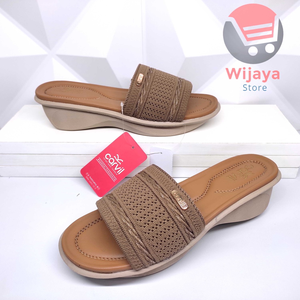 CARVIL RULY SANDAL WEDGES WANITA CARVIL ORIGINAL SENDAL SLIDE RAJUT SLOP SELOP CEWEK KASUAL CASUAL PEREMPUAN