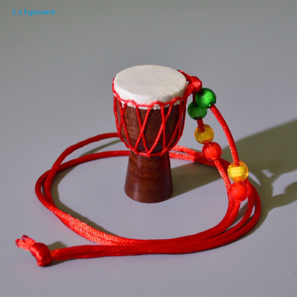 [LS] Tali Kalung Handmade Alat Musik Tergantung Klasik Ornamen Leher Dekorasi Seni Kerajinan Mini Afrika Drum Liontin Kalung Properti Fotografi