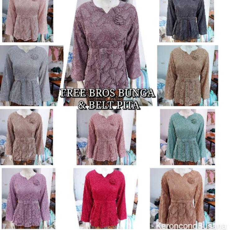 ☑ (Br/130) Atasan blus BROKAT GLITTER size JUMBO lengan panjang KeroncongBusana ☈