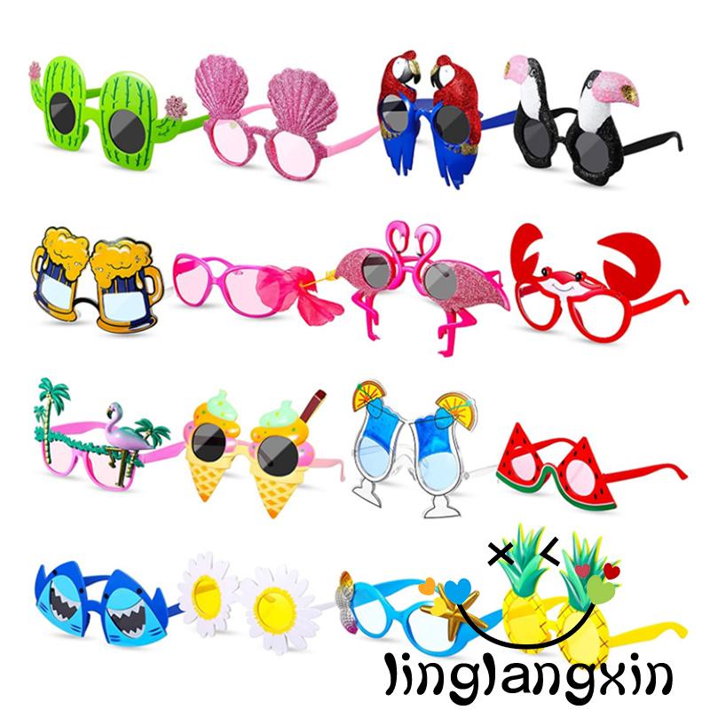 Llx-hawaiian Pesta Kacamata Hitam Tropis Lucu Fancy Dress Props Untuk Dewasa Anak