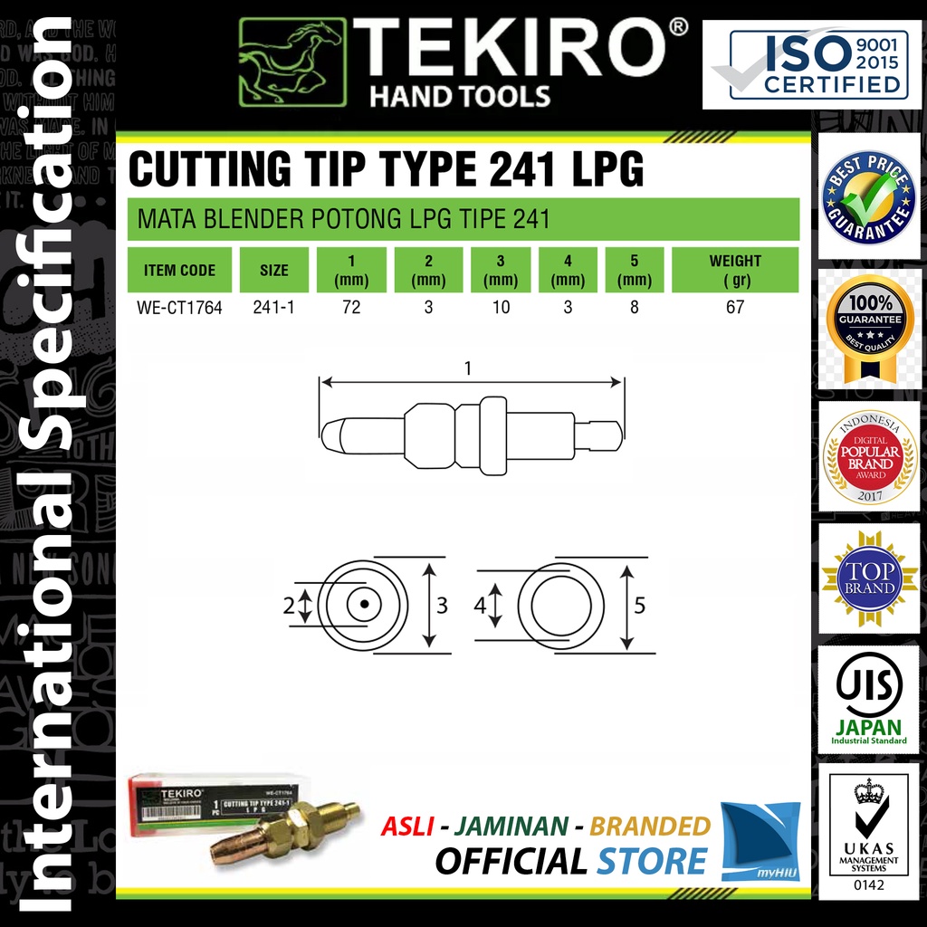 Nozzle Las LPG Type 241 Blender Potong - Cutting Tip TEKIRO