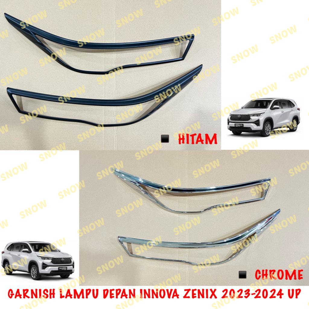 Garnish Lampu Depan Innova Zenix 2022 2023 2024 UP Hitam Chrome Carbon