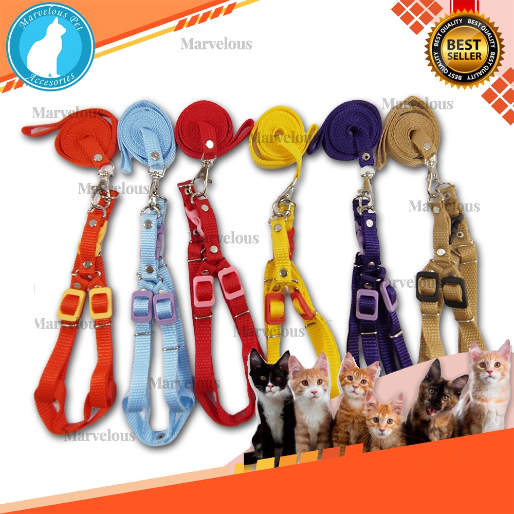 Harness Kucing motif polos  / Tali Harness &amp; Brangus Kucing