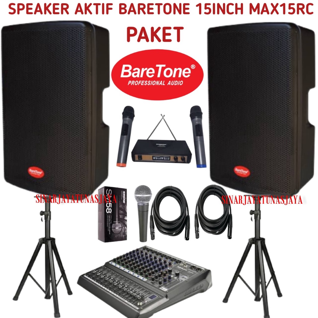 speaker aktif baretone MAX15RC original BONUS mixer ashley profesional FAVORITE 8 dll