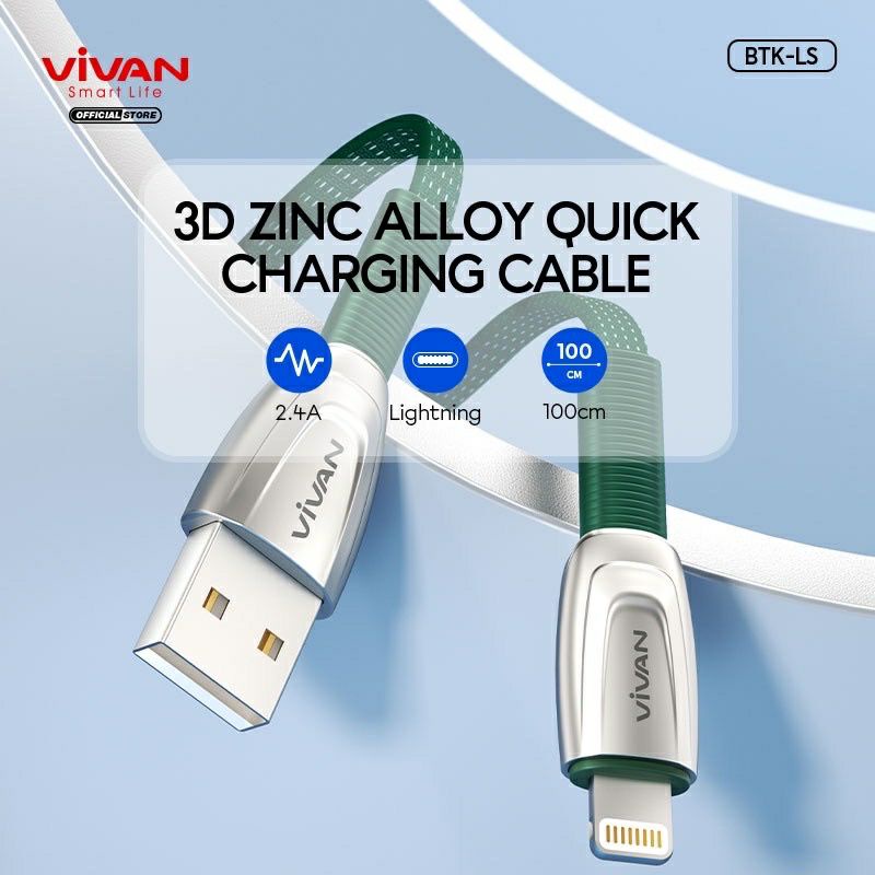 VIVAN BTK-C Type-C BTK-L LIGHTHING &amp; BTK-M MICRO Fast Data Sync And Charging Data Cable 1 METER 3A