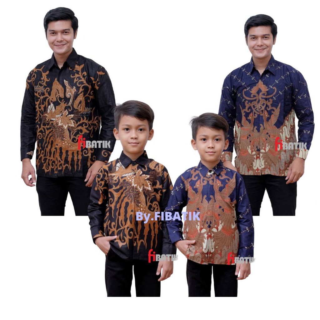 Kemeja Batik Anak Laki-laki Lengan Panjang Couple Batik Ayah Anak Usia 2-12 Tahun