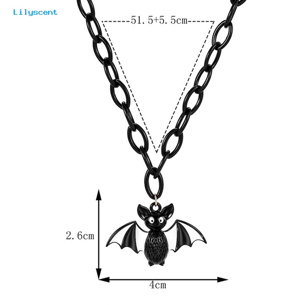 [LS] Kalung Halloween Punk Gothic Rantai Tebal Hias Adjustable Trik Perlakuan Hadiah Geometris Halloween Kelelawar Liontin Choker Kalung Fashion Perhiasan Nikmat Pesta