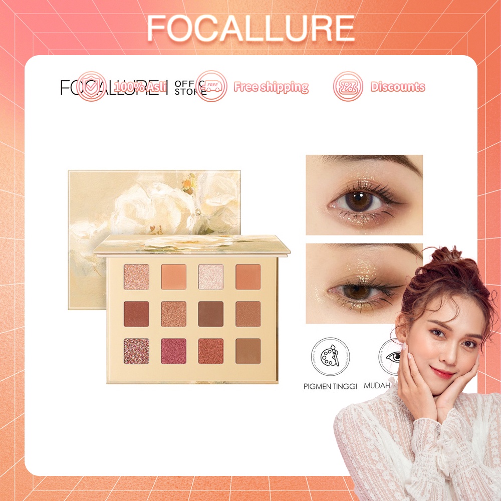 FOCALLURE Eyeshadow Palette With Brush- 14 Warna Kosmetik Eyeshadow Untuk Wajah FA49