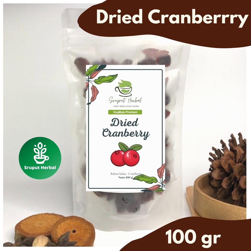 

100gr Dried Cranberry Unsweetened Kranberi Kering Premium Berkualitas JSR Sruput Herbal