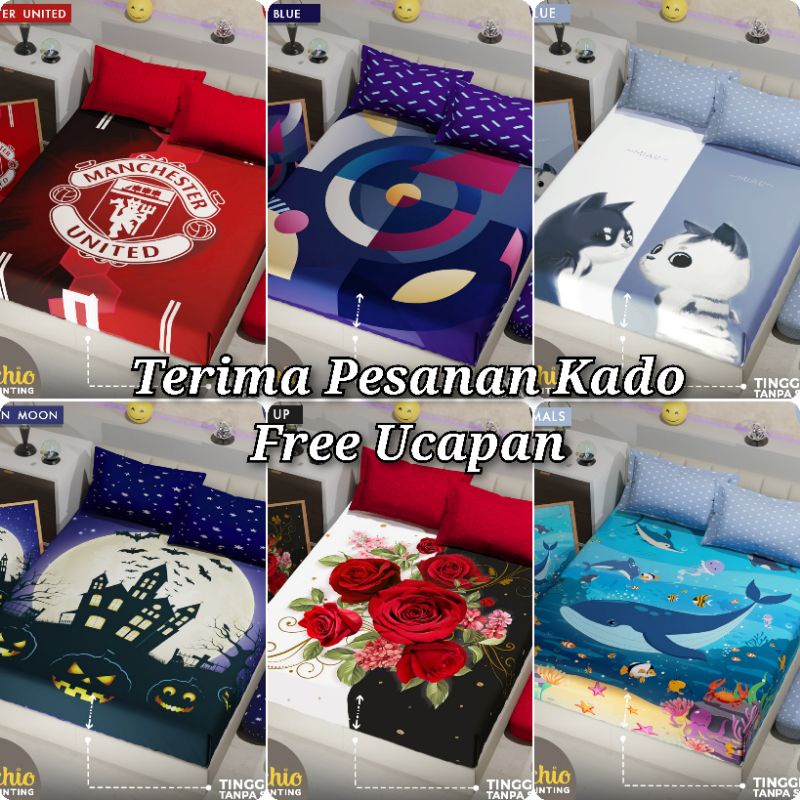 Michio Sprei Tinggi 30 cm Motif Panel 160 180 King Queen 160x200 180x200 Tanpa Sambung 160x200x30 18