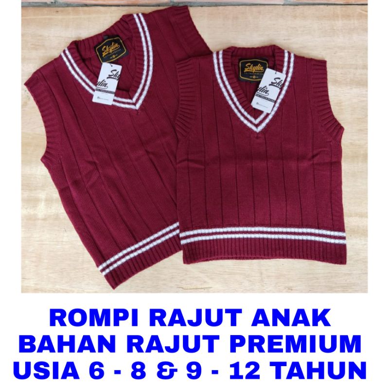WK VEST ROMPI RAJUT KNIT PREMIUM ANAK TK SD SMP SEKOLAH PAUD JAKET SWEATER ATASAN KUTUNG MUSIM DINGI