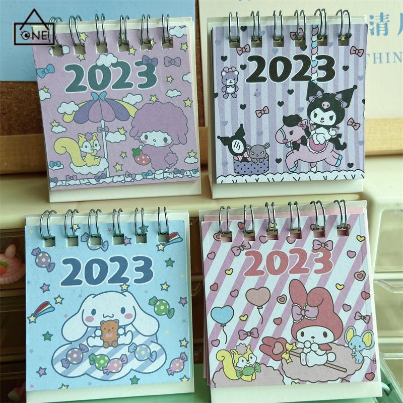 COD❤️Kalender Meja Mini 2023  Lucu Vertikal  Anjing Kuromi Cinnamoroll  Kalender Kecil-A.one