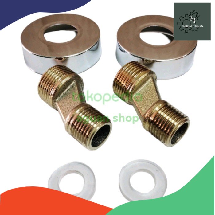 Nepel bath tub kuningan double nepel keran panas dingin 3/4" X 1/2"