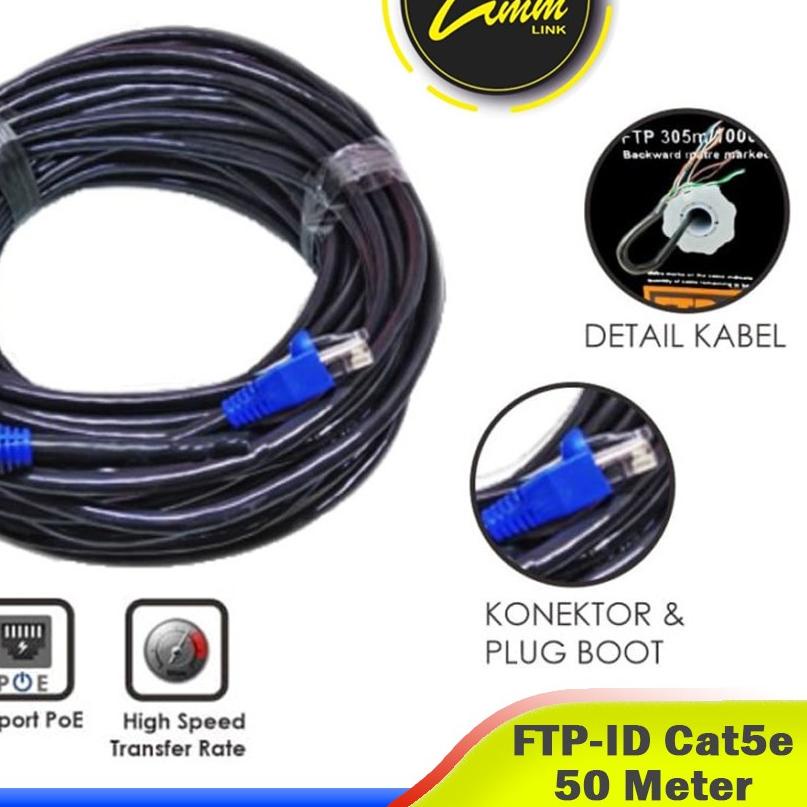 ✹ Kabel LAN UTP Cat5e Indoor CCA Panjang 50 Meter Siap Pakai Kabel LAN FTP STP outdoor / Kabel UTP C
