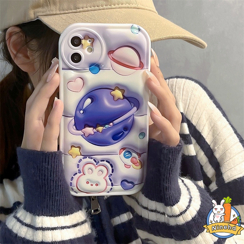 IPHONE Casing Kompatibel Untuk Iphone14 13 12 11 Pro Max X Xr Xs Max8 7 6 6s Plus SE 3D Vision Fashion Cosmic Planet Phone Case Expanded Air Cushion Lembut Tpu Shockproof Cover Pelindung