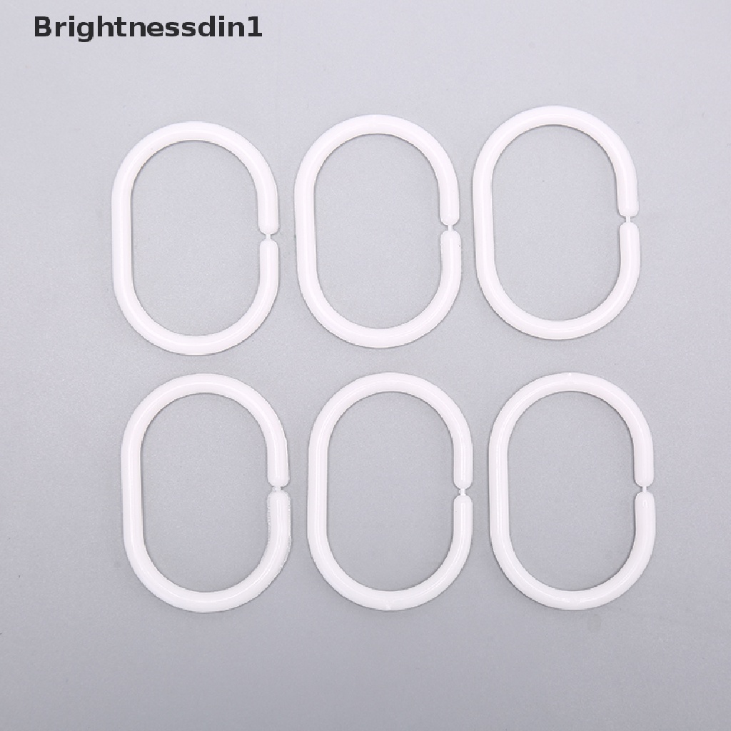 [Brightnessdin1] 12pcs Shower Curtain Rings Hooks Kamar Mandi Plastik Tiang Kuat Rail Guide Hanger Butik