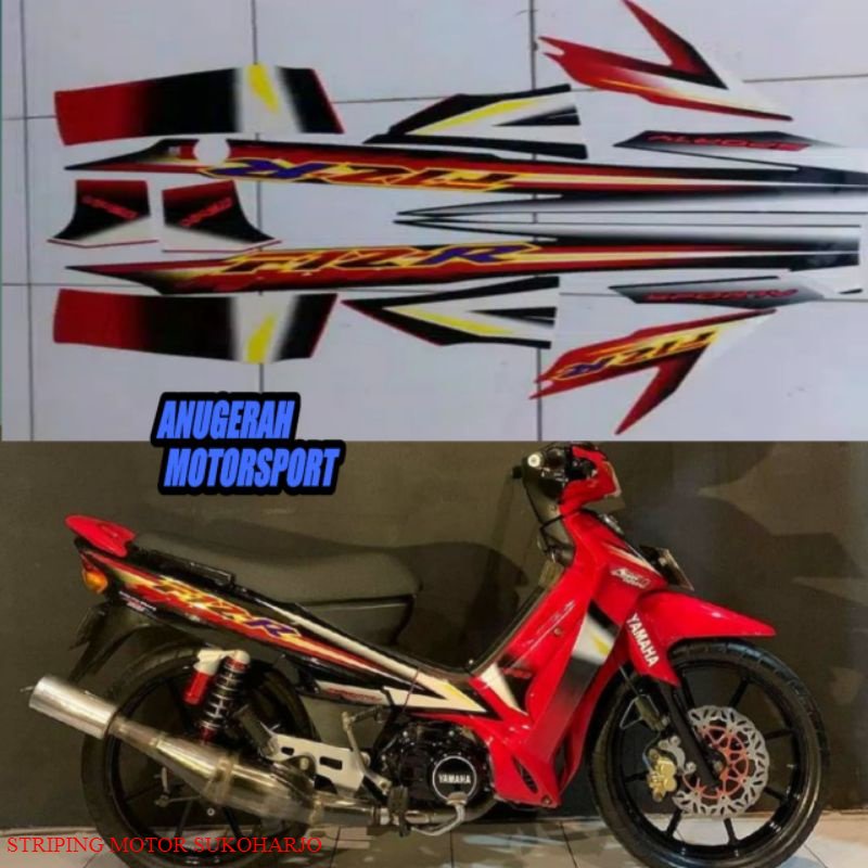 (ORI) striping / sticker lis body Yamaha fizr / fiz r / f1zr 2003 merah hitam KWALITAS 0RIGINAL MURA