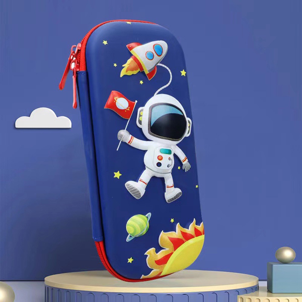 Anak-anak Kartun Kotak Pensil Desain Astronot Dan Dinosaurus Tas Pulpen Siswa Anti-Jatuh Dan Anti-Tekanan Lucu Kotak Pensil