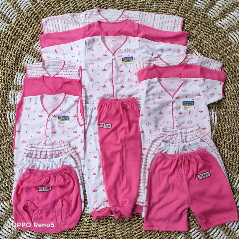 Seri Pink - 18pcs / 9stel Baju Bayi New Born Baru Lahir Set Kado Bahan Kaos
