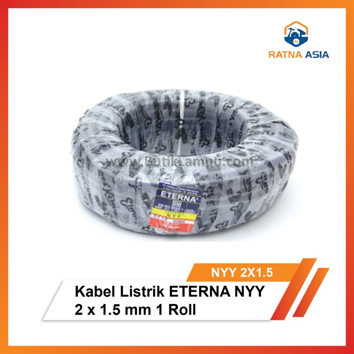 Kabel Listrik Outdoor ETERNA NYY 2 x 1.5 mm 1 Roll Hitam