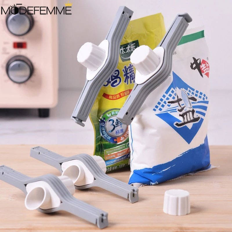 Penjepit Kantong Garam Bumbu Anti Lembab Bubuk Pencuci Susu Dispenser Mulut Klip Serbaguna Gadget Dapur 2in1 Nozzle Sealing Clip