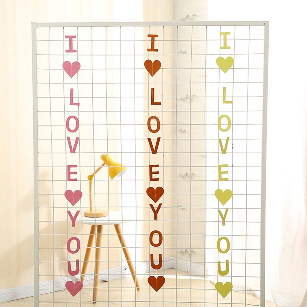 Valentine Day Banner Dekorasi Kamar Pesta Ulang Tahun Hiasan Gantung Love Heart Letter Flag Kertas Backdrop Home Decor